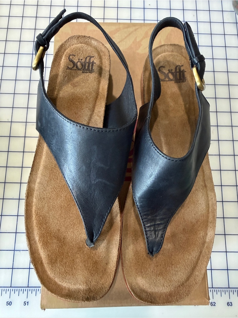Black Leather Thong Sandals - Comfortable Women's Slip-On